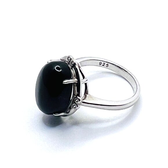 Black Stone ring, size 6, .925 sterling silver, NWOT - Picture 6 of 13